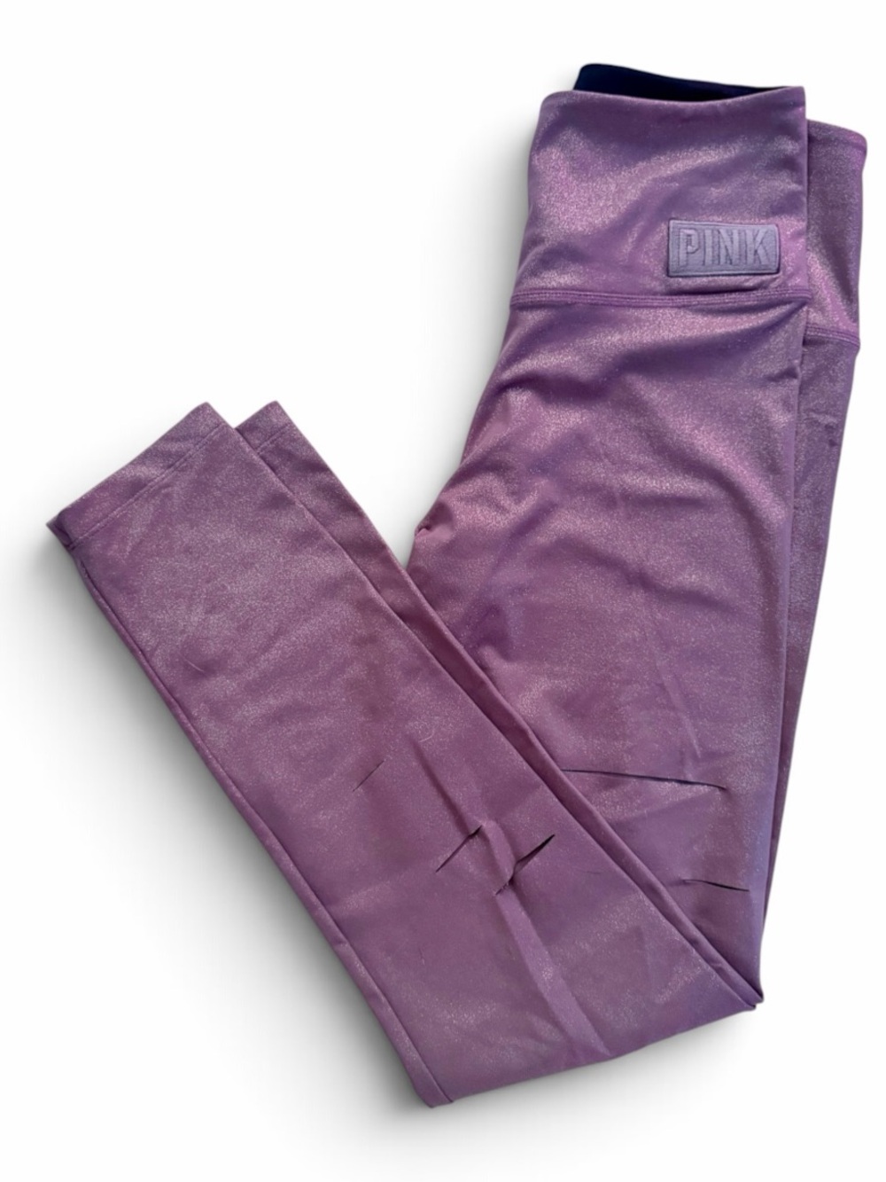 PINK Victoria’s Secret Ultimate Metallic Foil Slashed Leggings M-perfect cond.